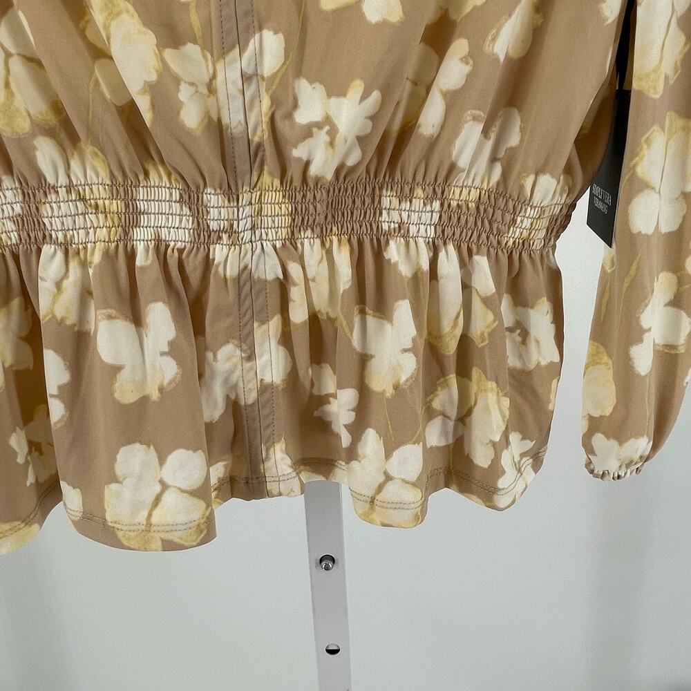 Simply Vera Vera Wang Tan Cream Stretch Knit Floral Elastic Waist Top S NWT - Picture 4 of 10